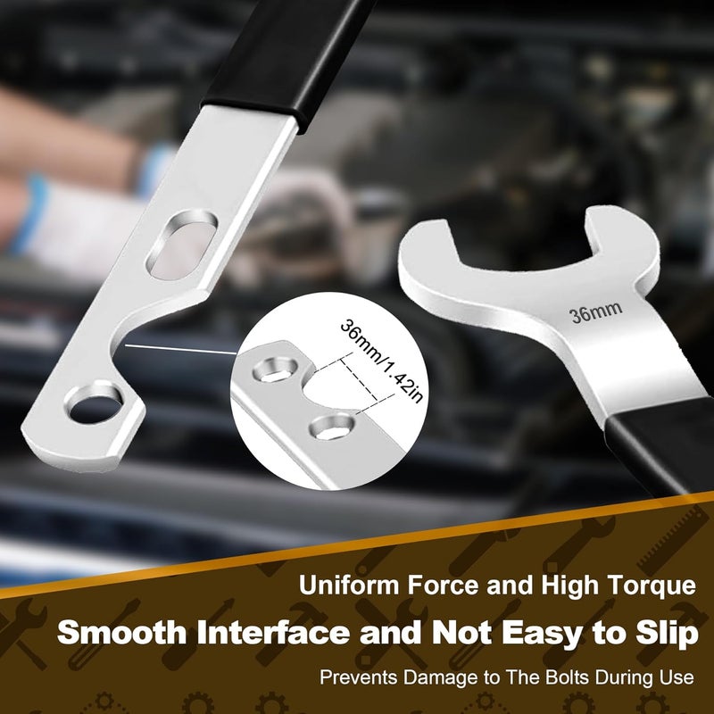 Richcat Fan Clutch Wrench Set,32mm & 36mm Clutch Fan Tool Wrench,Water Pump Pulley Holder Removal Tool for BMW, Ford, GM, Dodge,Chevrolet,Jeep Fan Clutch Removal Kit,Water Pump Holder Stainless Steel - Image 5
